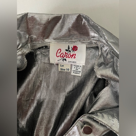 Vintage Silver Metallic Jumpsuit Caron Chicago Size 10 - Picture 5 of 8